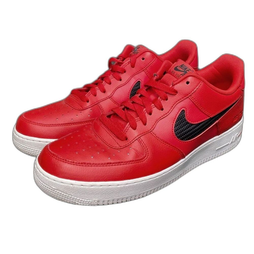 Nike Red Air Force 1 '07 LV8 Cut Out Swoosh University Red Men's Sneakers 13